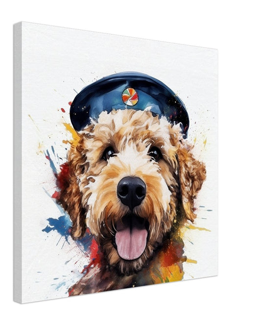 Colorful Sailor Goldendoodle Labradoodle Canvas Wall Art Print Picture! Dog Lovers, Navy Sailors Boaters Bathroom Decor, Doodle Mom Dad Gift