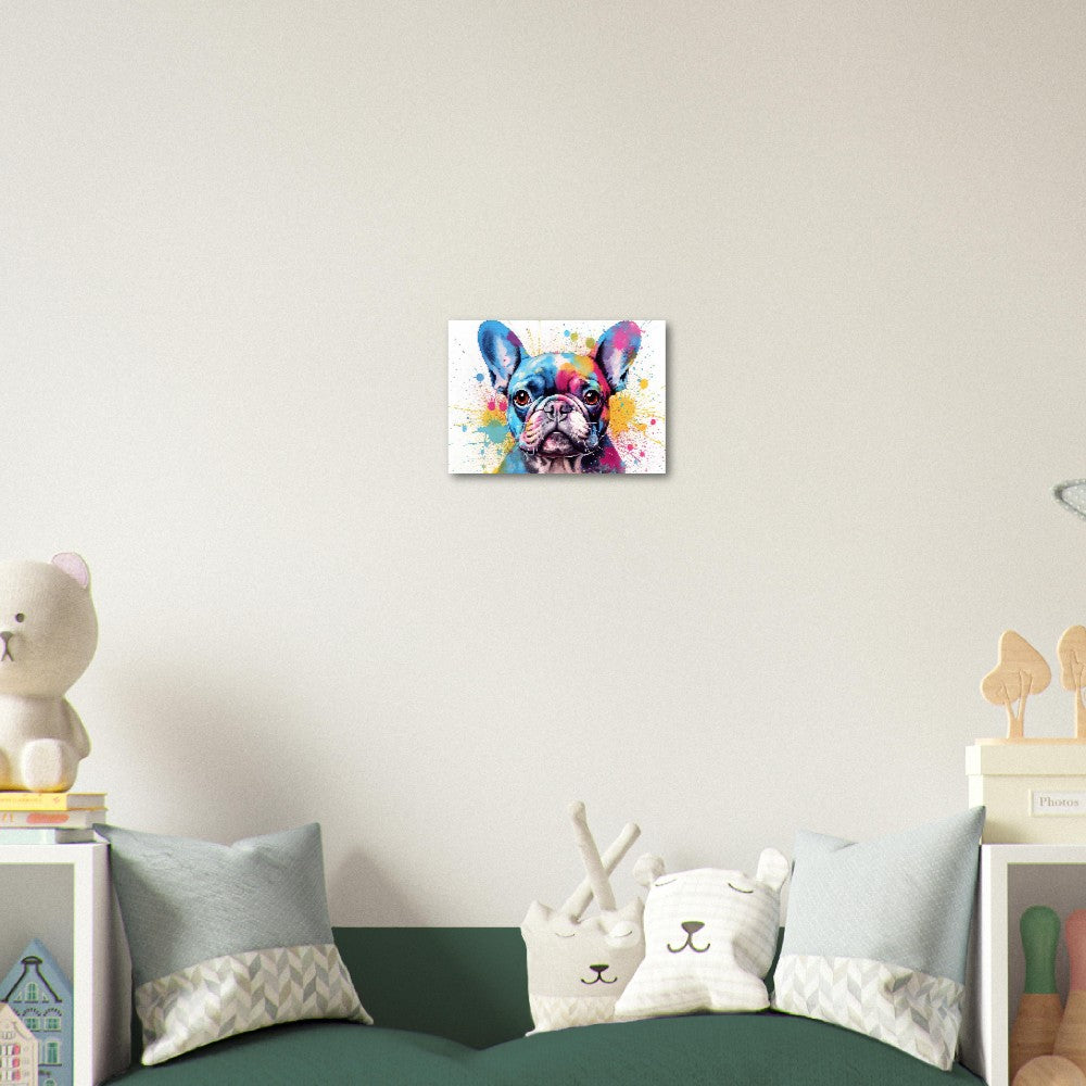 Affiche bouledogue français avec livraison gratuite ! Aquarelle colorée pépinière chiot affiche impression mur art cadeau pour les amoureux des chiens, Frenchie maman, papa