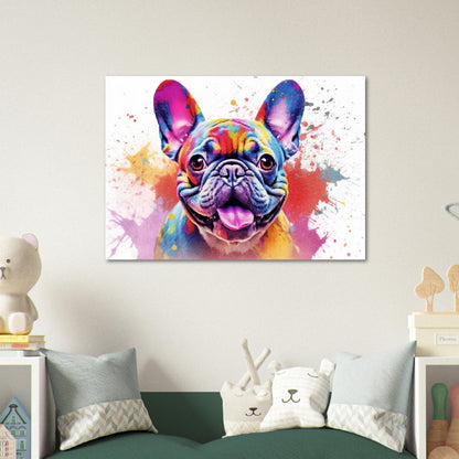 French Bulldog Pup Poster with Free Delivery! Colorful Watercolor Nursery Puppy Poster Print Wall Art Gift for Dog Lovers, Frenchie Mom, Dad