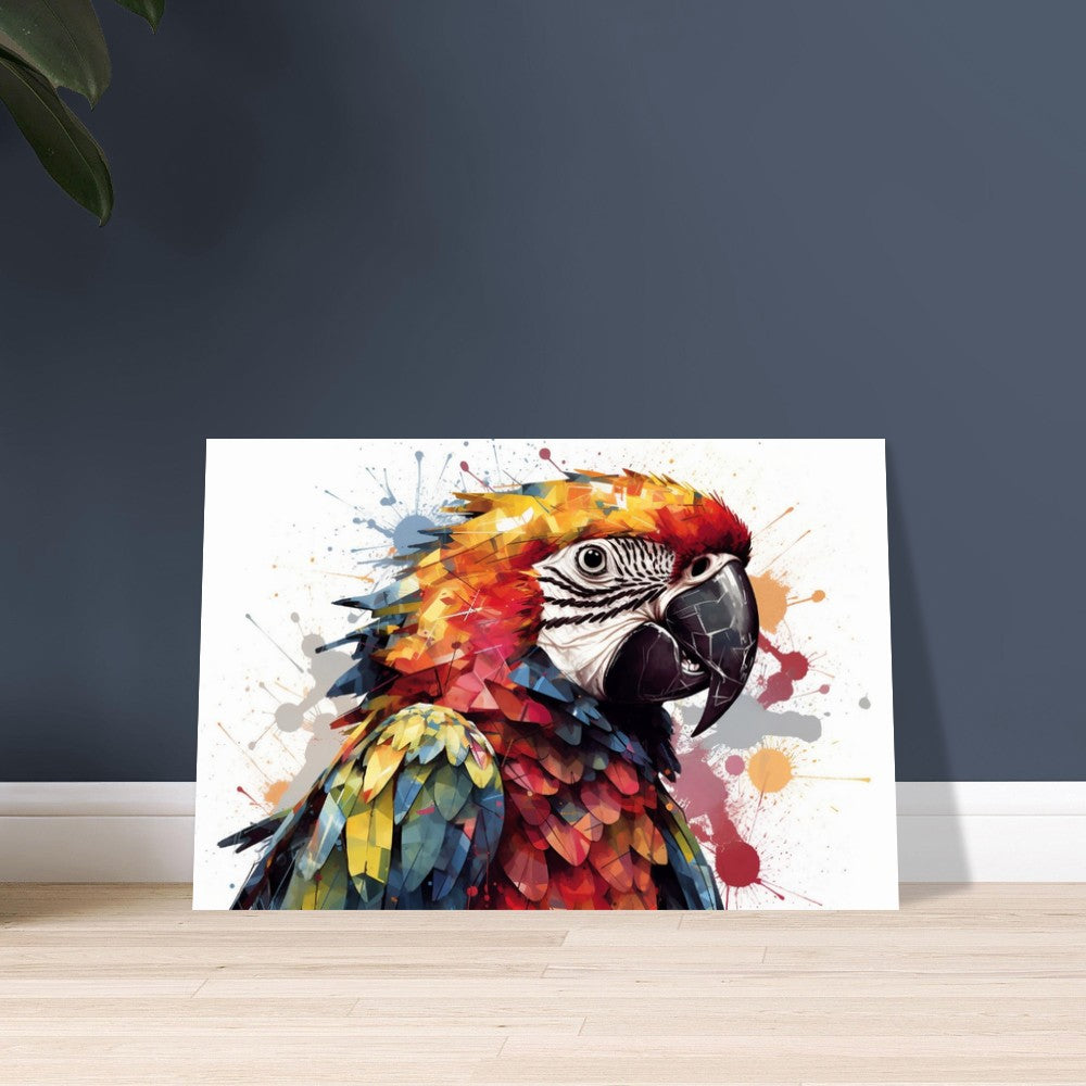 Colorful Macaw Parrot Poster Print. Watercolor Cute Bird Art Gift, Present for Mom, Dad. Safari Animal Wall Art