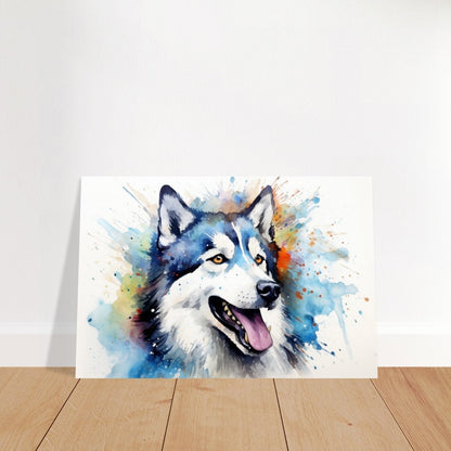 Siberian Husky Poster - Bunter Druck, Tierwandkunst Geschenk für Hundeliebhaber, Husky Mama, Papa