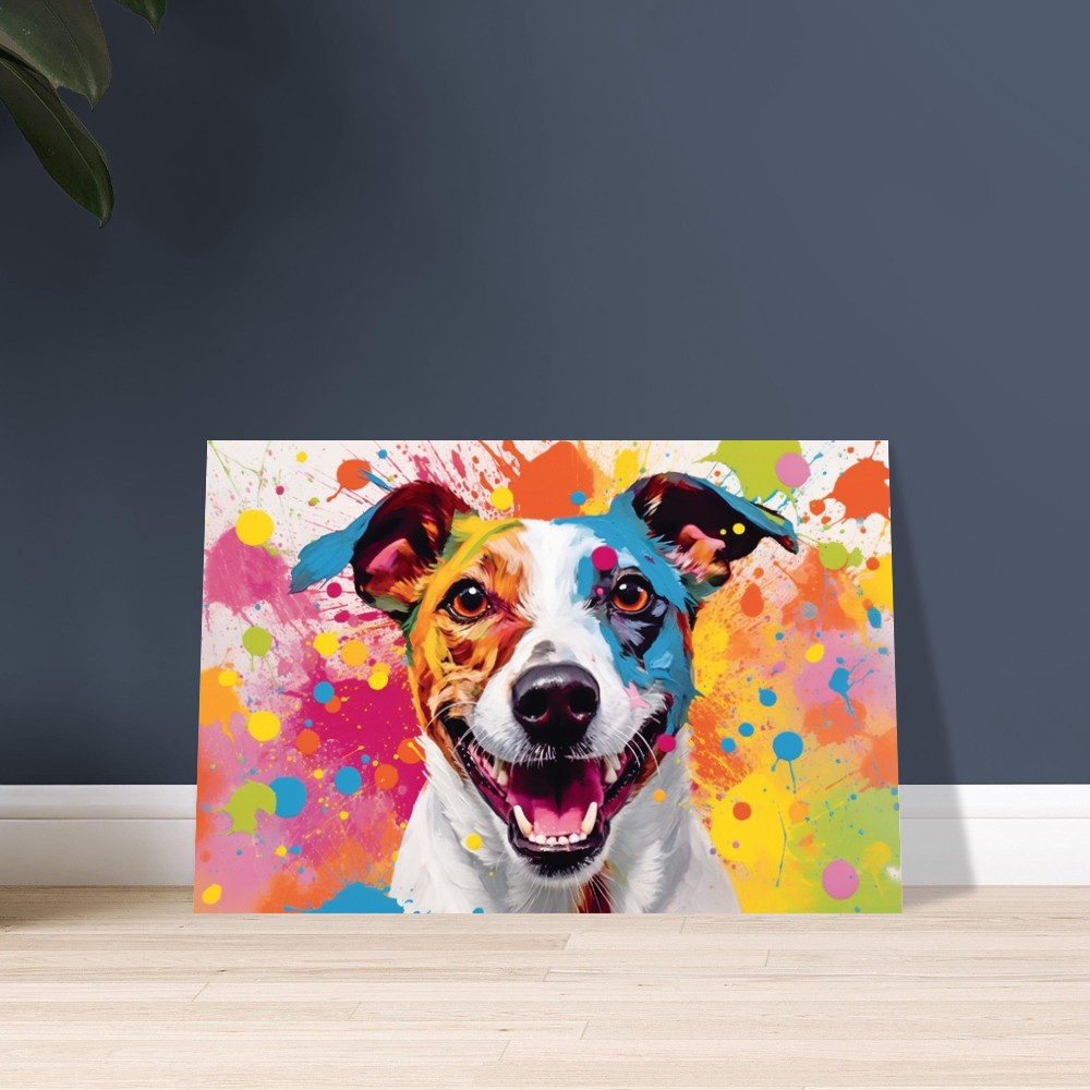 Jack-Russell-Terrier-Poster – bunter Aquarell-Pop-Art-Druck, Tier-Wandkunst-Geschenk für Hundeliebhaber, Mama, Papa