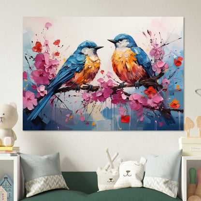 Impression d’affiche d’oiseaux britanniques doux. Aquarelle Great Bird Art Gift, cadeau pour maman, papa. Art mural animalier floral