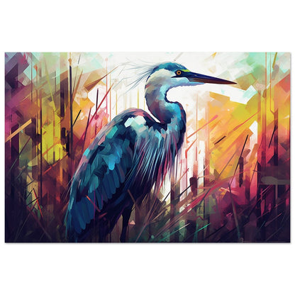 Colorful Heron Poster Print. Watercolor Great Bird Art Gift, Present for Mom, Dad. Rainbow Animal Wall Art