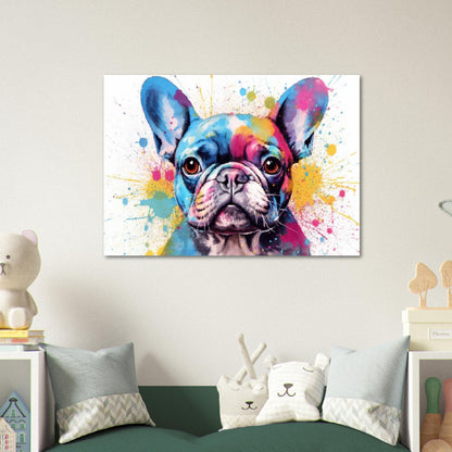 Affiche bouledogue français avec livraison gratuite ! Aquarelle colorée pépinière chiot affiche impression mur art cadeau pour les amoureux des chiens, Frenchie maman, papa