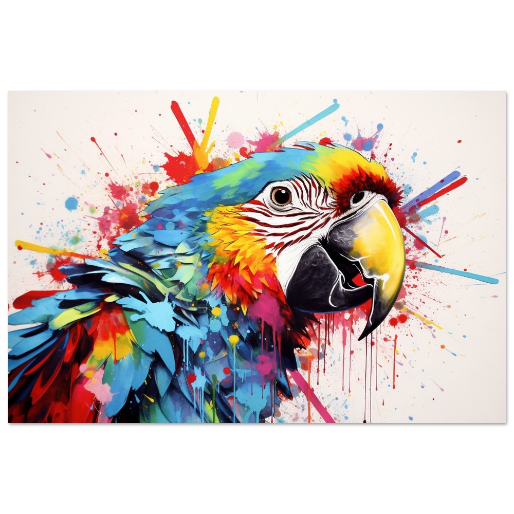 Colorful Macaw Parrot Poster Print. Watercolor Cute Bird Art Gift, Present for Mom, Dad. Safari Animal Wall Art