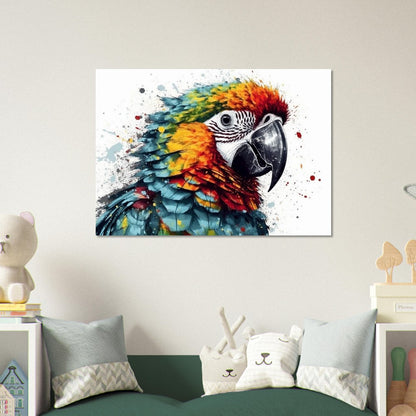 Colorful Macaw Parrot Poster Print. Watercolor Cute Bird Art Gift, Present for Mom, Dad. Safari Animal Wall Art