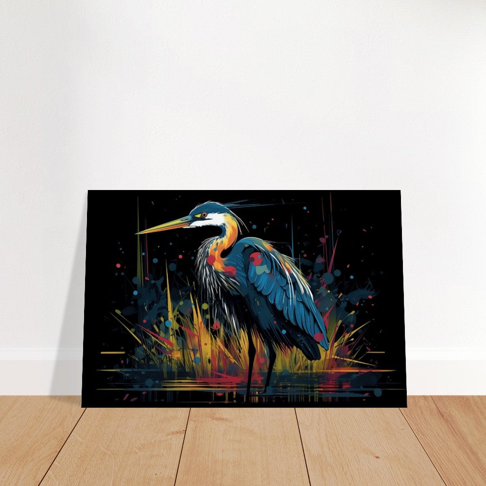 Colorful Heron Poster Print. Watercolor Great Bird Art Gift, Present for Mom, Dad. Rainbow Animal Wall Art