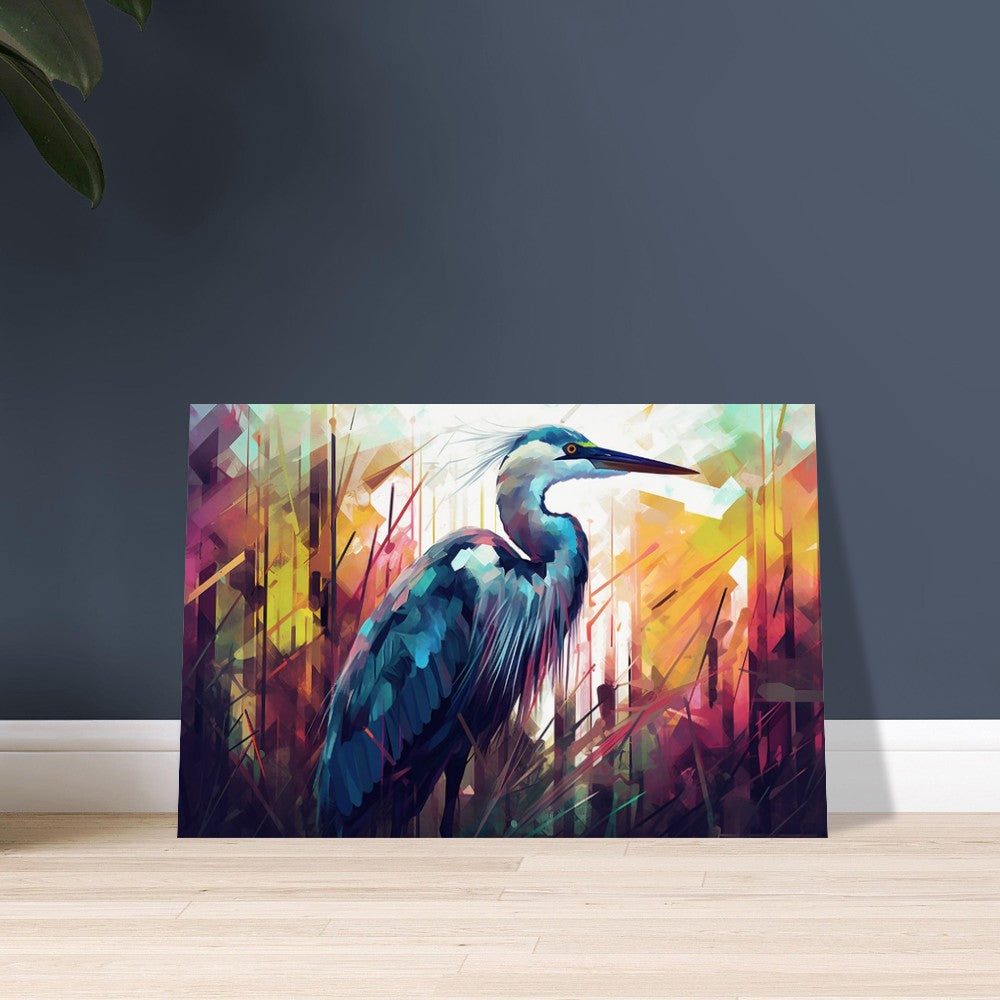 Colorful Heron Poster Print. Watercolor Great Bird Art Gift, Present for Mom, Dad. Rainbow Animal Wall Art