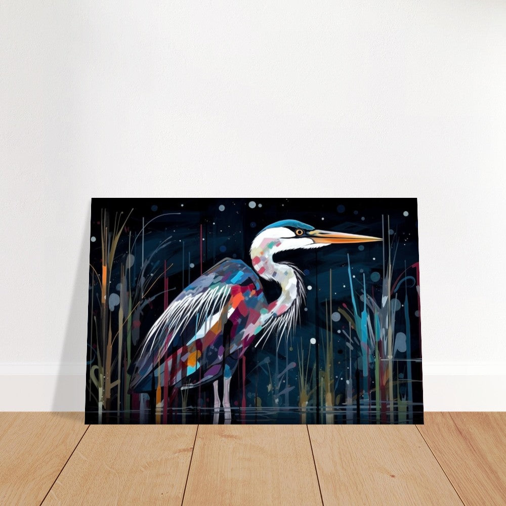 Colorful Heron Poster Print. Watercolor Great Bird Art Gift, Present for Mom, Dad. Rainbow Animal Wall Art