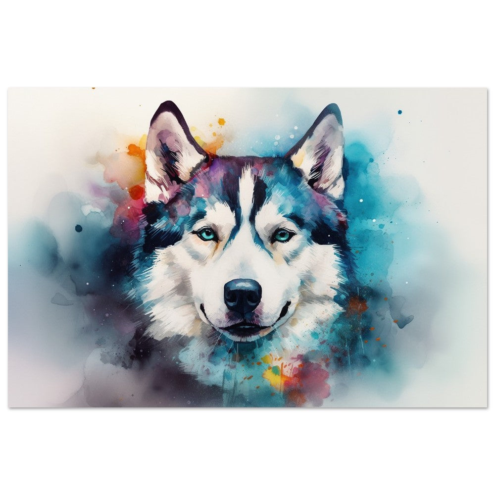 Siberian Husky with Blue Eyes Poster - Colorful Print, Animal Wall Art Gift for Dog Lovers, Husky Mom, Dad