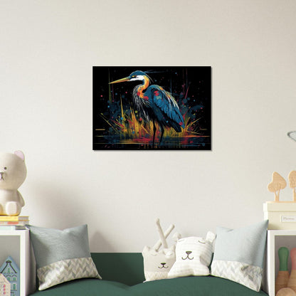 Colorful Heron Poster Print. Watercolor Great Bird Art Gift, Present for Mom, Dad. Rainbow Animal Wall Art