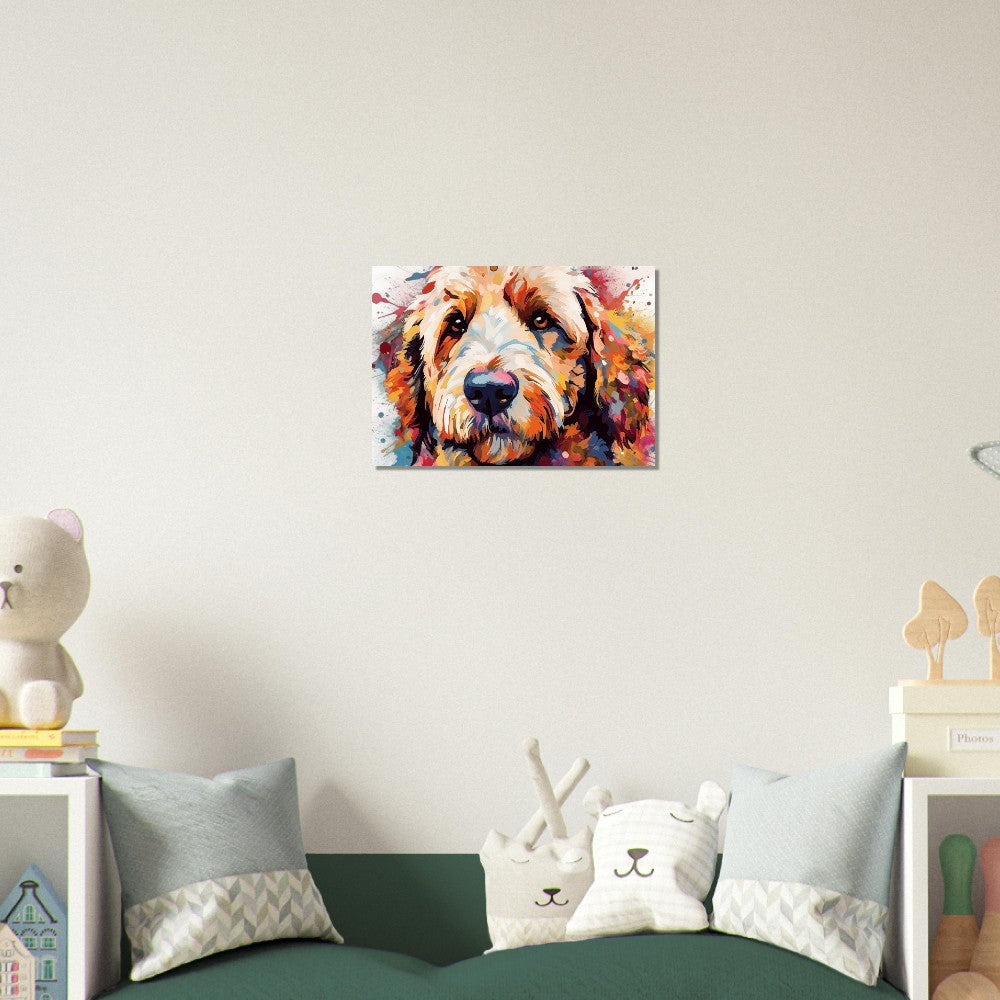 Labradoodle Goldendoodle Poster. Colorful Watercolor Cute Dog Art Gift, Present for Doodle Mom, Dad. Animal Wall Art