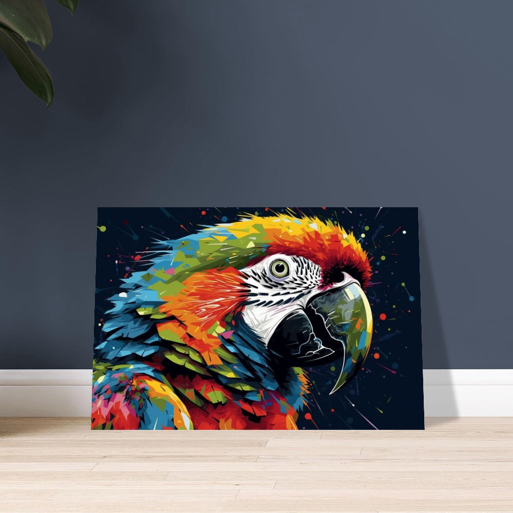 Colorful Macaw Parrot Poster Print. Watercolor Cute Bird Art Gift, Present for Mom, Dad. Safari Animal Wall Art