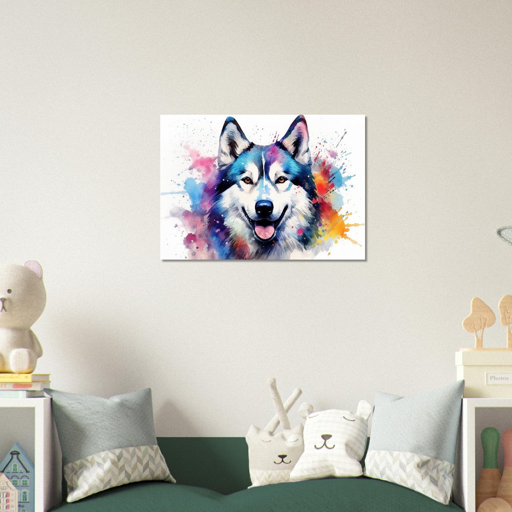 Siberian Husky Poster - Colorful Print, Animal Wall Art Gift for Dog Lovers, Husky Mom, Dad