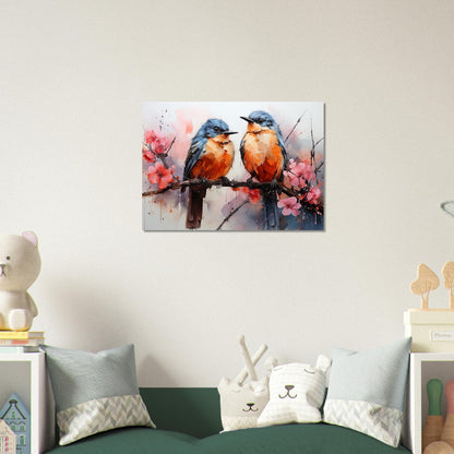 Impression d’affiche d’oiseaux britanniques doux. Aquarelle Great Bird Art Gift, cadeau pour maman, papa. Art mural animalier floral