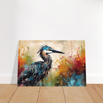 Colorful Heron Poster Print. Watercolor Great Bird Art Gift, Present for Mom, Dad. Rainbow Animal Wall Art