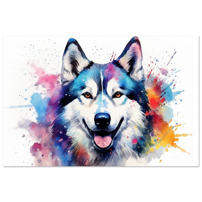 Siberian Husky Poster - Colorful Print, Animal Wall Art Gift for Dog Lovers, Husky Mom, Dad