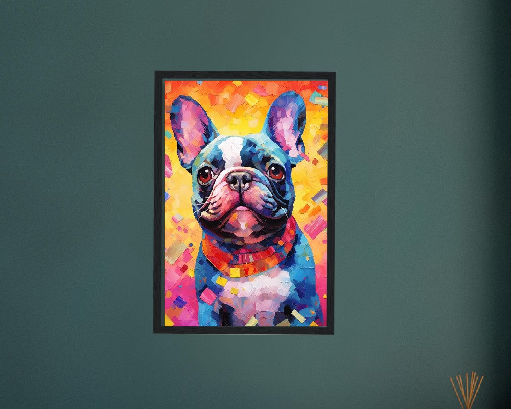 French Bulldog Pop Art Print - Cadeau d'art mural animal coloré pour les amoureux des chiens, Frenchie maman, papa Poster