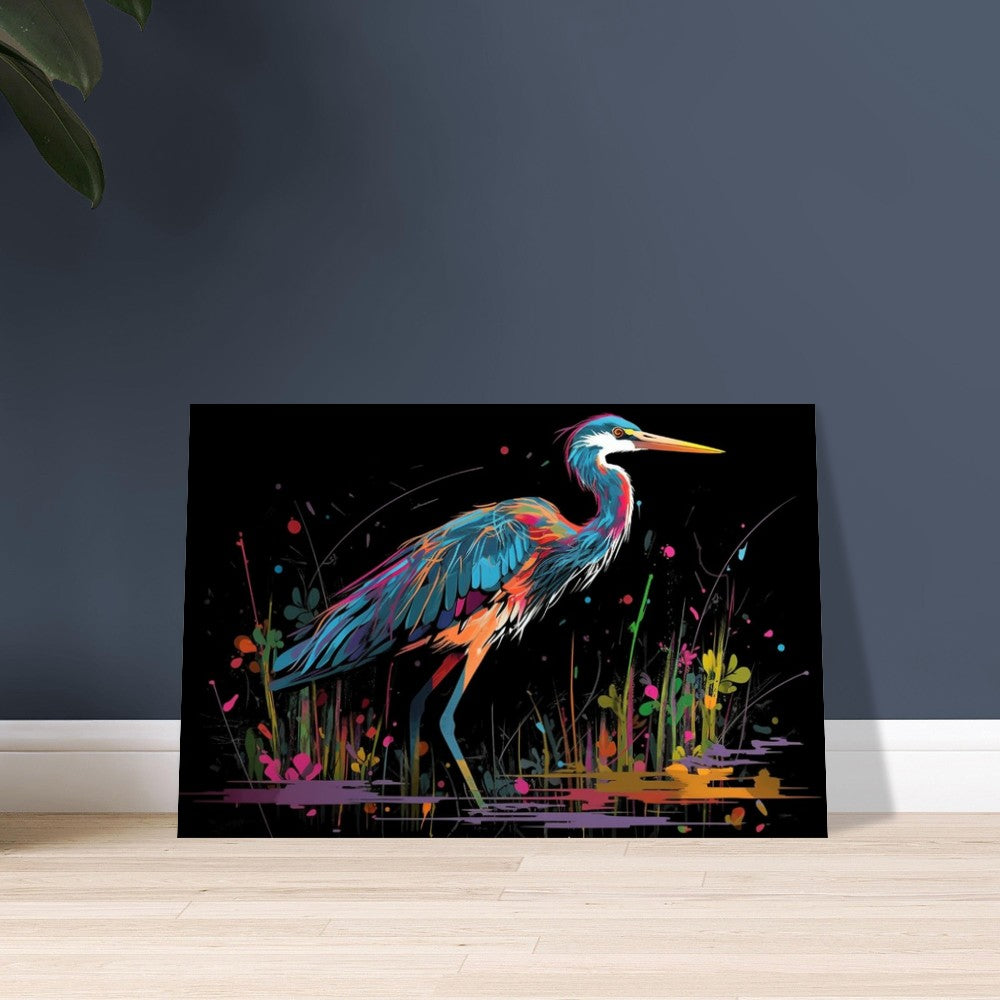 Colorful Heron Poster Print. Watercolor Great Bird Art Gift, Present for Mom, Dad. Rainbow Animal Wall Art