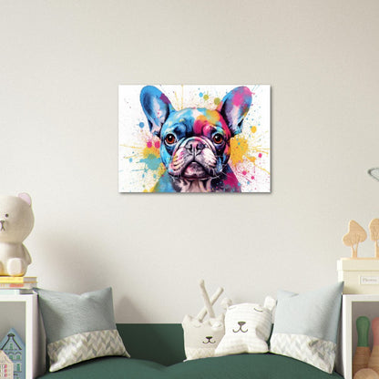 Affiche bouledogue français avec livraison gratuite ! Aquarelle colorée pépinière chiot affiche impression mur art cadeau pour les amoureux des chiens, Frenchie maman, papa