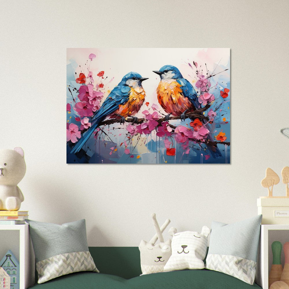 Impression d’affiche d’oiseaux britanniques doux. Aquarelle Great Bird Art Gift, cadeau pour maman, papa. Art mural animalier floral