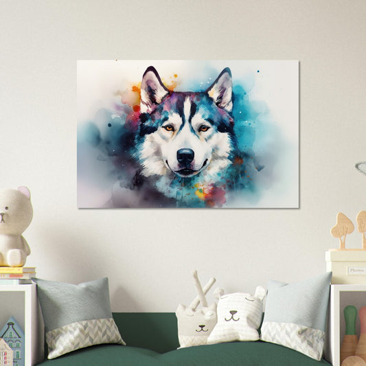 Siberian Husky Poster - Colorful Print, Animal Wall Art Gift for Dog Lovers, Husky Mom, Dad