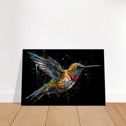 Colorful Hummingbird Poster Print. Watercolor Cute Bird Art Gift, Present for Mom, Dad. Safari Animal Wall Art