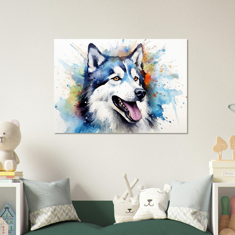 Siberian Husky Poster - Bunter Druck, Tierwandkunst Geschenk für Hundeliebhaber, Husky Mama, Papa