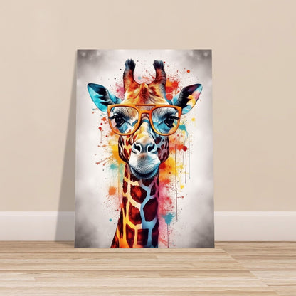 Watercolor Giraffe with Glasses Poster Print - Safari Decor, Colourful Animal Wall Art Painting Gift, Rainbow Watercolour Pop Art