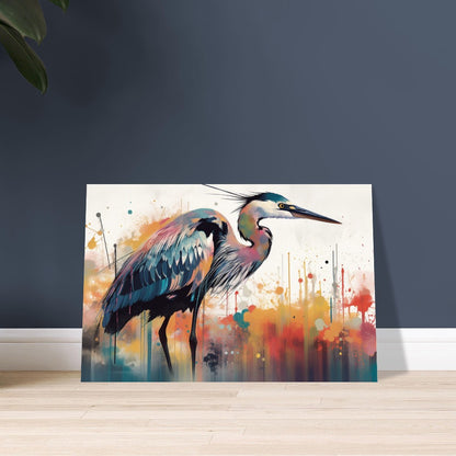 Colorful Heron Poster Print. Watercolor Great Bird Art Gift, Present for Mom, Dad. Rainbow Animal Wall Art