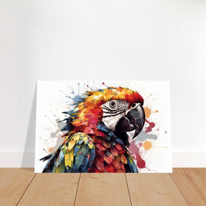 Colorful Macaw Parrot Poster Print. Watercolor Cute Bird Art Gift, Present for Mom, Dad. Safari Animal Wall Art