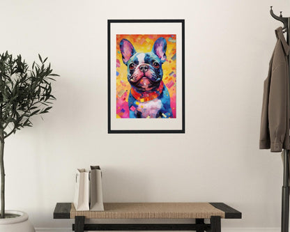 French Bulldog Pop Art Print - Cadeau d'art mural animal coloré pour les amoureux des chiens, Frenchie maman, papa Poster