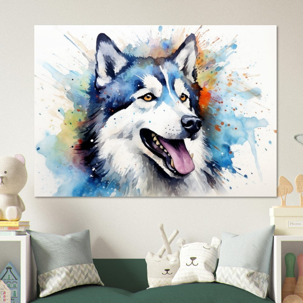 Siberian Husky Poster - Bunter Druck, Tierwandkunst Geschenk für Hundeliebhaber, Husky Mama, Papa