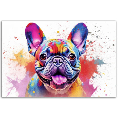 French Bulldog Pup Poster with Free Delivery! Colorful Watercolor Nursery Puppy Poster Print Wall Art Gift for Dog Lovers, Frenchie Mom, Dad