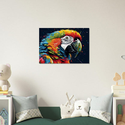 Colorful Macaw Parrot Poster Print. Watercolor Cute Bird Art Gift, Present for Mom, Dad. Safari Animal Wall Art