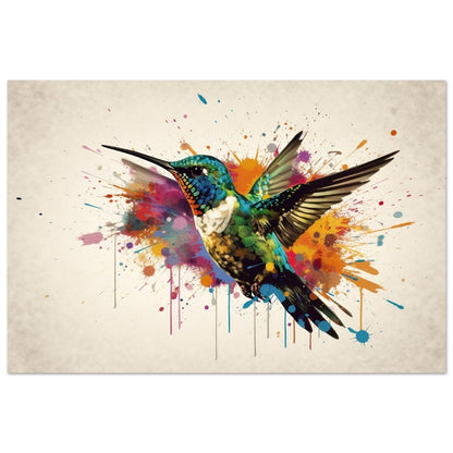 Colorful Hummingbird Poster Print. Watercolor Cute Bird Art Gift, Present for Mom, Dad. Rainbow Animal Wall Art