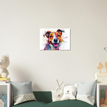 Jack-Russell-Terrier-Poster – bunter Aquarell-Pop-Art-Druck, Tier-Wandkunst-Geschenk für Hundeliebhaber, Mama, Papa