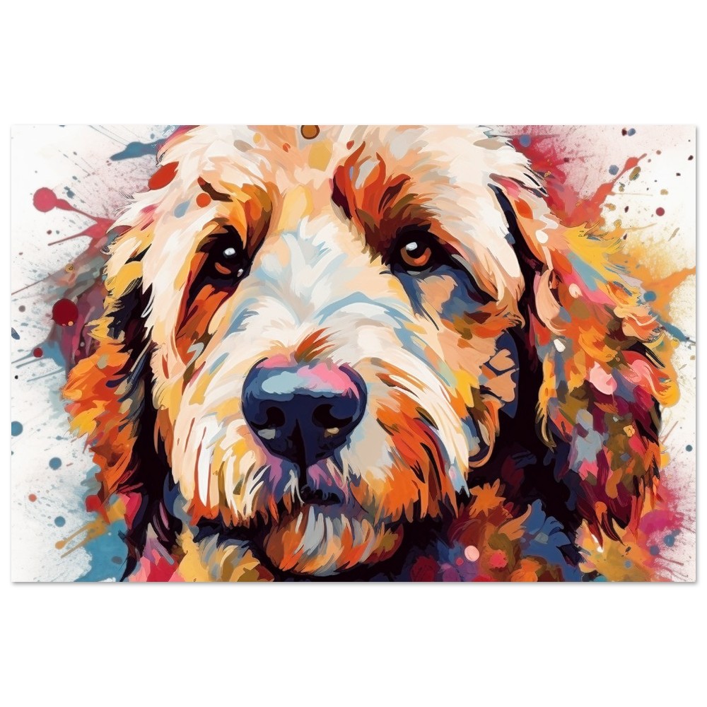 Labradoodle Goldendoodle Poster. Colorful Watercolor Cute Dog Art Gift, Present for Doodle Mom, Dad. Animal Wall Art