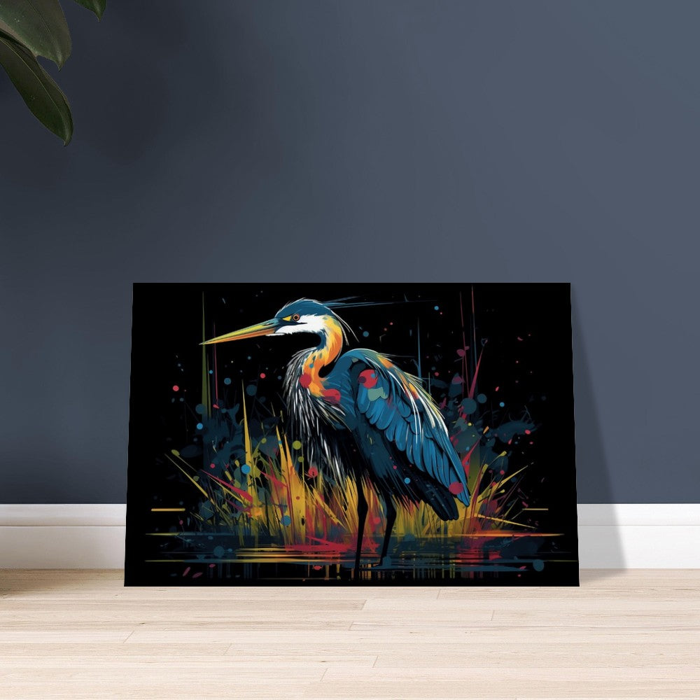 Colorful Heron Poster Print. Watercolor Great Bird Art Gift, Present for Mom, Dad. Rainbow Animal Wall Art