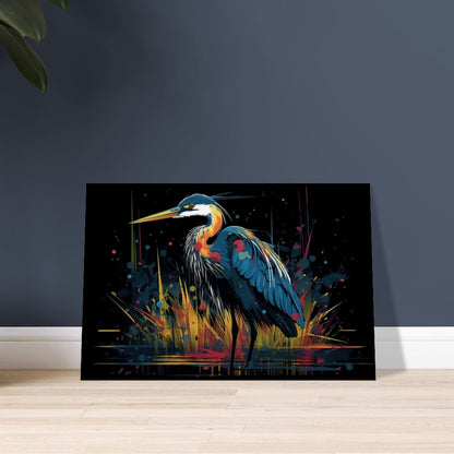 Colorful Heron Poster Print. Watercolor Great Bird Art Gift, Present for Mom, Dad. Rainbow Animal Wall Art