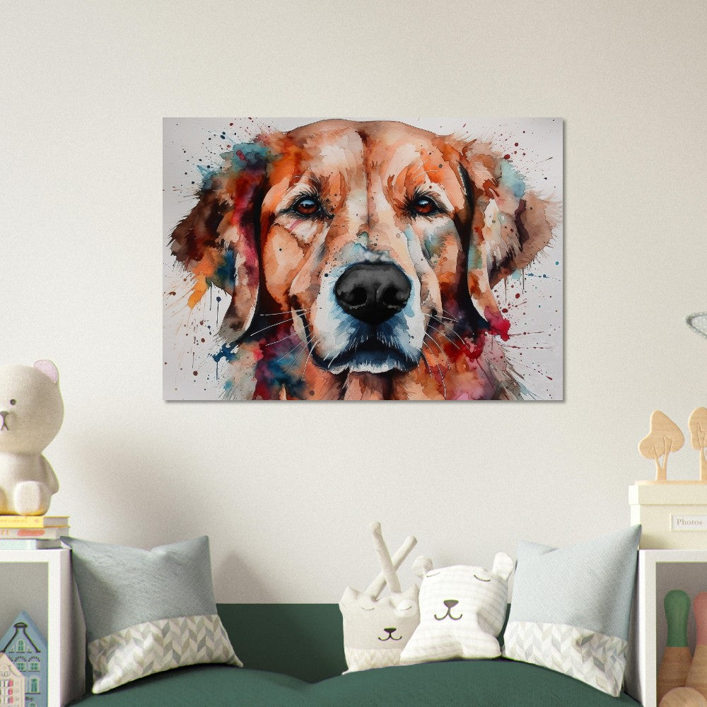 Red Golden Retriever Poster - Colorful Watercolor Style Print, Animal Wall Art Gift for Dog Lovers, Golden Mom, Dad