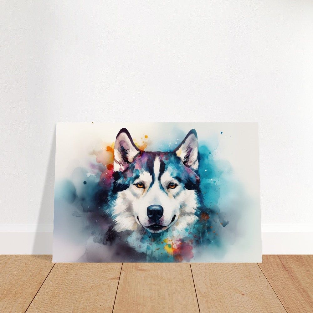 Affiche Husky sibérien - Impression colorée, cadeau d’art mural animal pour les amoureux des chiens, maman Husky, papa