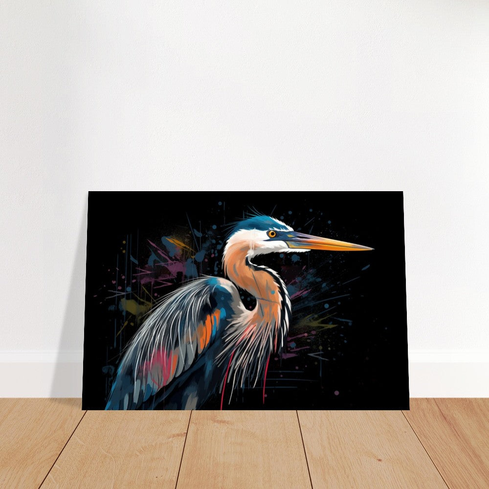 Colorful Heron Poster Print. Watercolor Great Bird Art Gift, Present for Mom, Dad. Rainbow Animal Wall Art