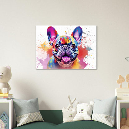 French Bulldog Pup Poster with Free Delivery! Colorful Watercolor Nursery Puppy Poster Print Wall Art Gift for Dog Lovers, Frenchie Mom, Dad