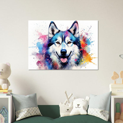 Siberian Husky Poster - Colorful Print, Animal Wall Art Gift for Dog Lovers, Husky Mom, Dad