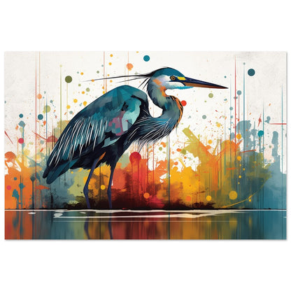 Colorful Heron Poster Print. Watercolor Great Bird Art Gift, Present for Mom, Dad. Rainbow Animal Wall Art