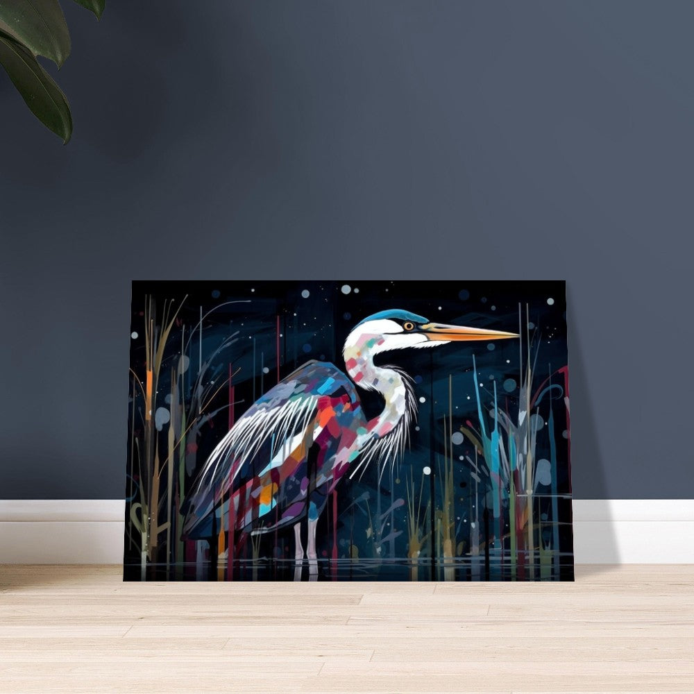 Colorful Heron Poster Print. Watercolor Great Bird Art Gift, Present for Mom, Dad. Rainbow Animal Wall Art