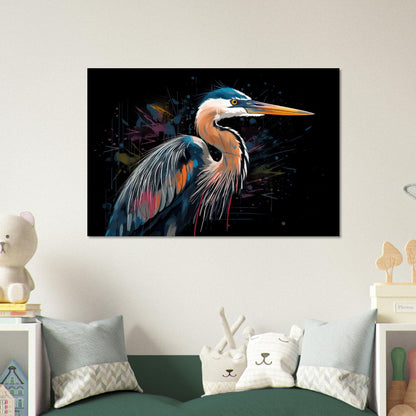 Colorful Heron Poster Print. Watercolor Great Bird Art Gift, Present for Mom, Dad. Rainbow Animal Wall Art