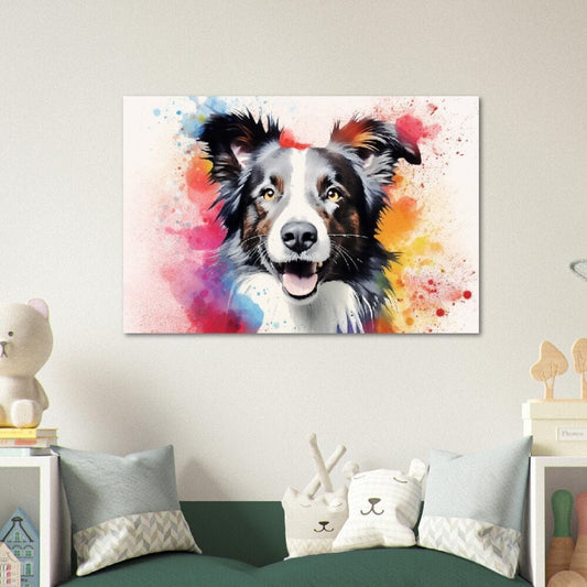 Border Collie Dog Poster with Free Delivery! Watercolor Puppy Print | Colorful Wall Art Gift for Dog Lovers, Collie Mom or Dad - CanvasityCrafts - Free Shipping